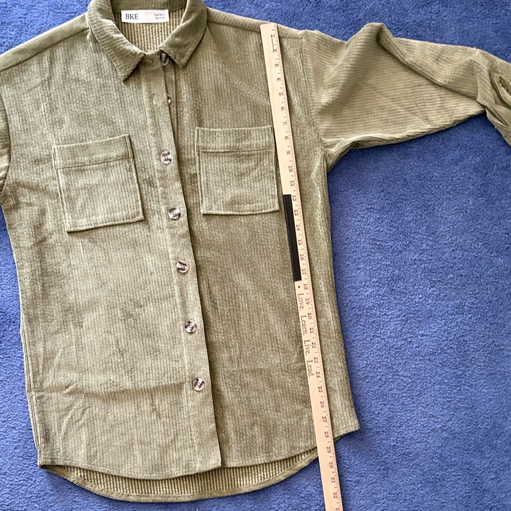 BKE olive Green Button Down Shacket - image 6